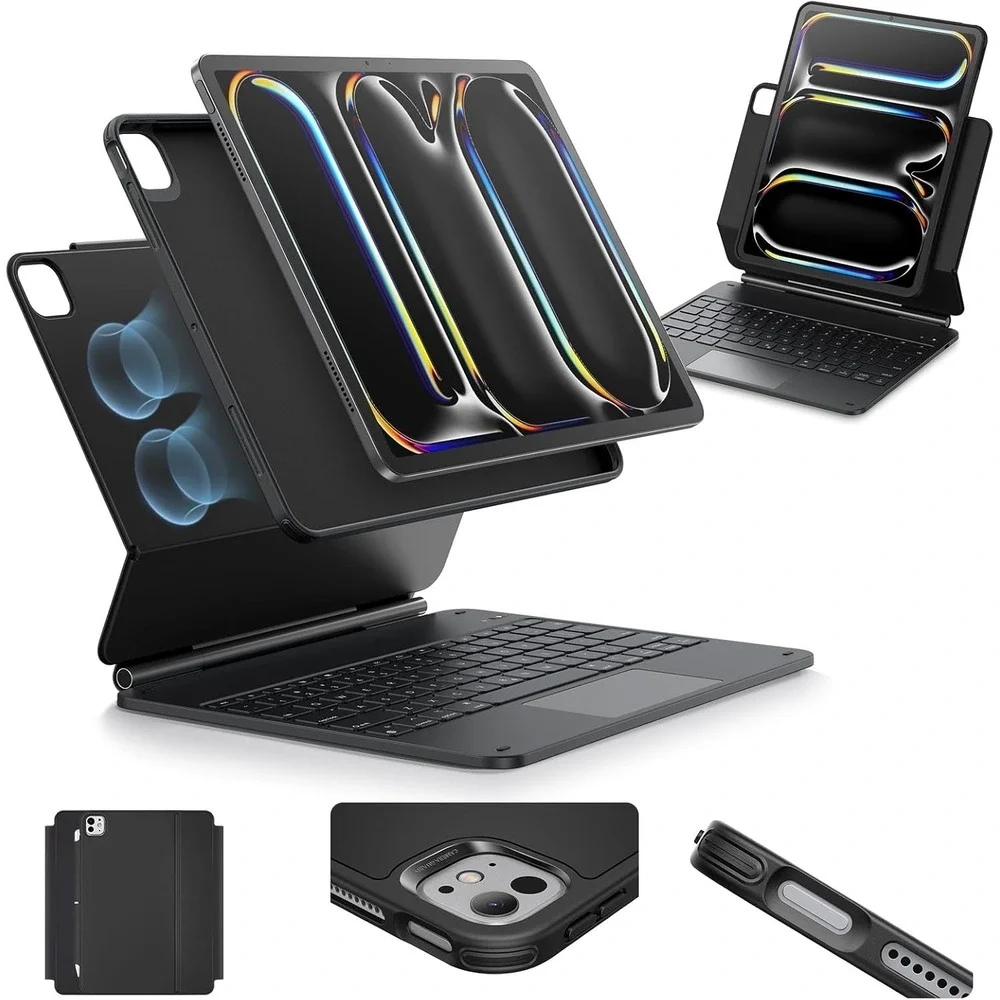 ESR iPad Pro 13 Case Keyboard M4 M5 Magnetic Backlit Trackpad Black